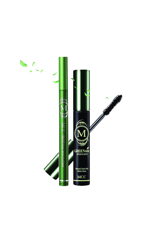 MCC ECOCERT Organic Green Tea Volumizing Mascara and Black Eyeliner Waterproof Set